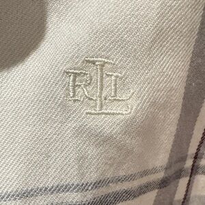 Lauren by Ralph Lauren Ivory and Charcoal Striped flannel blouse NWOT